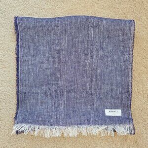 NWOT McNutt Linen Herringbone Fringed Scarf Navy